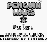 Penguin Wars title screen for GameBoy